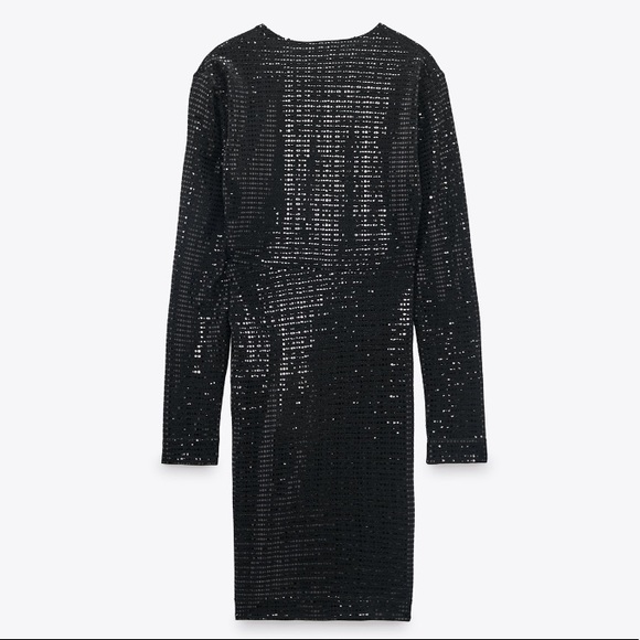 ⭐️ NWT ZARA Sparkly Draped Black Dress ⭐️ - Picture 7 of 12